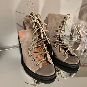 Free people by Jeffrey Campbell “joe lace up” heel sandal